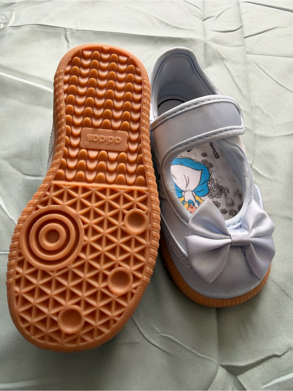 adidas Girls White Bow Mary Jane with Gum-Tone Outsole
